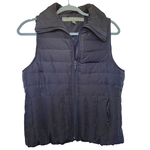 Kenneth Cole Reaction Down Puffer Vest Womens M Black Sleeveless Full Zip - Picture 1 of 11